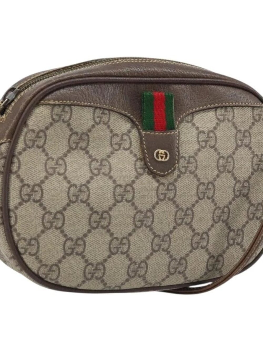 GUCCI GG Supreme Web Sherry Line Bag PVC Beige Gold 007 58 6112 Auth LNZ553 - Picture 2 of 16